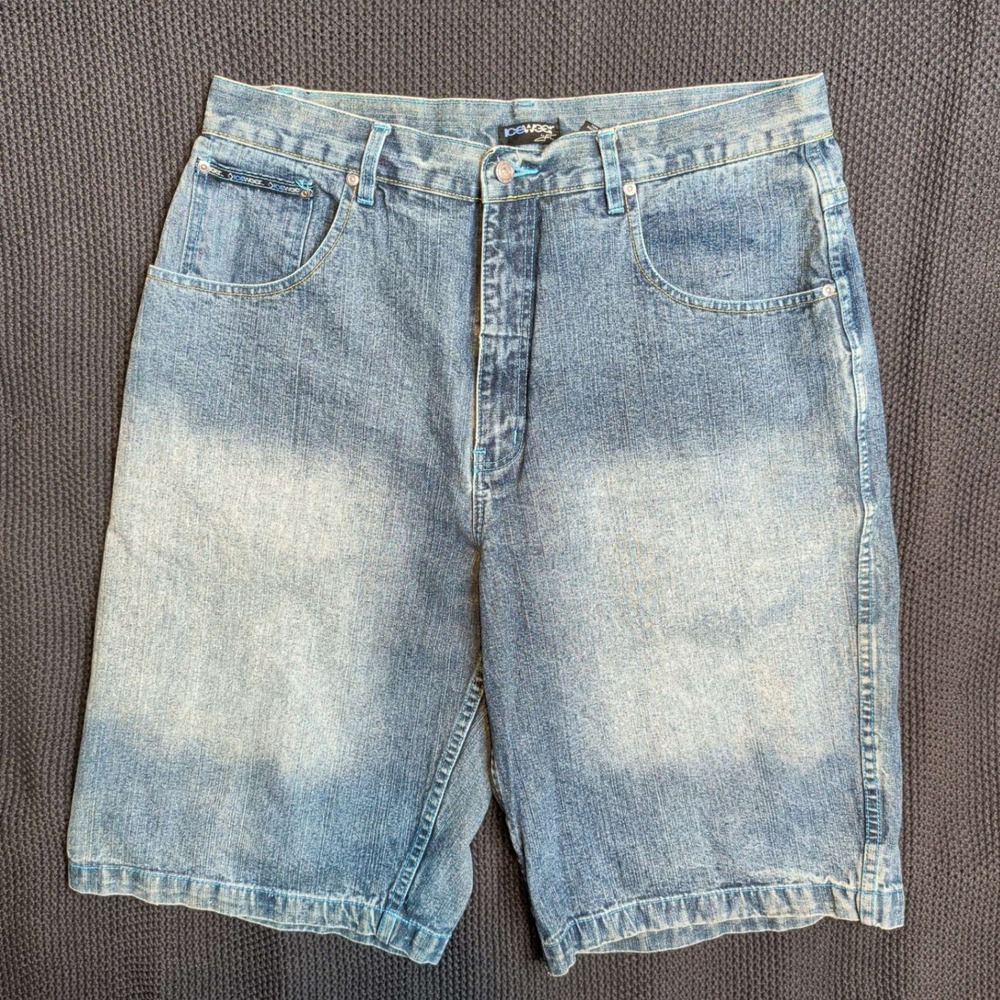 Icewear by Ice T Denim Shorts Men 38 Blue Baggy Y2K Skate Hip Hop IW4361